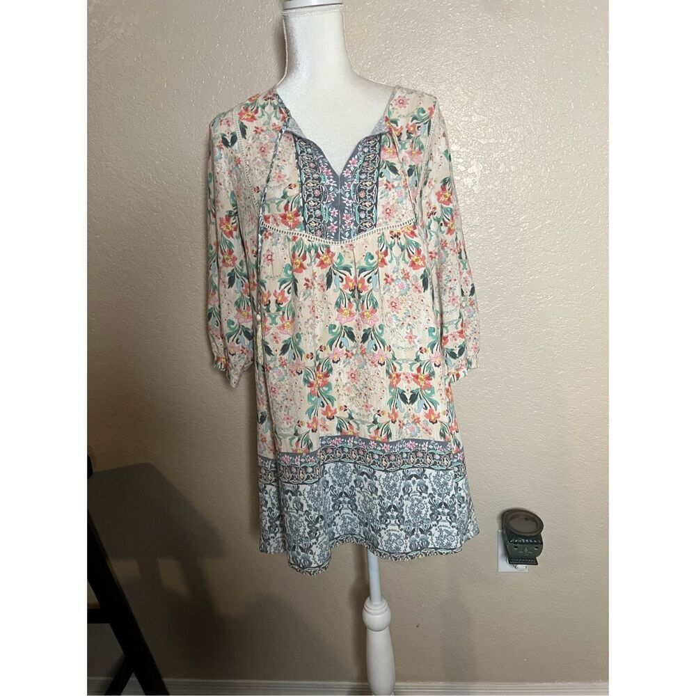 Iris Maxi boho 3/4 sleeve floral dress - size 12